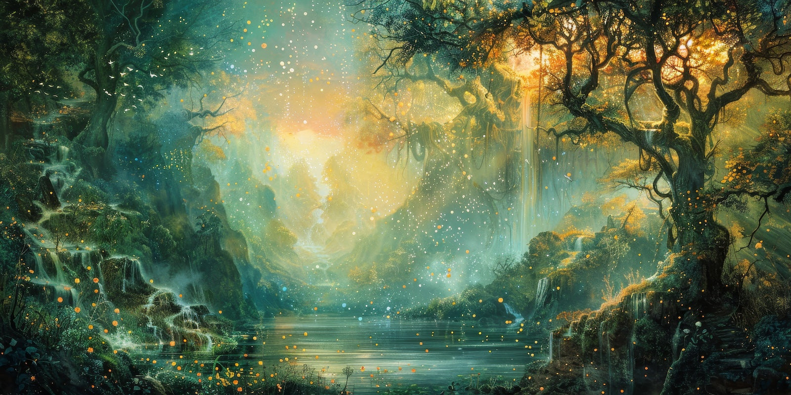 Papier Peint Illustration - Arche de Lumière Forestière