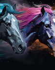 Papier Peint Animaux - Chevaux Multicolores Illustrés