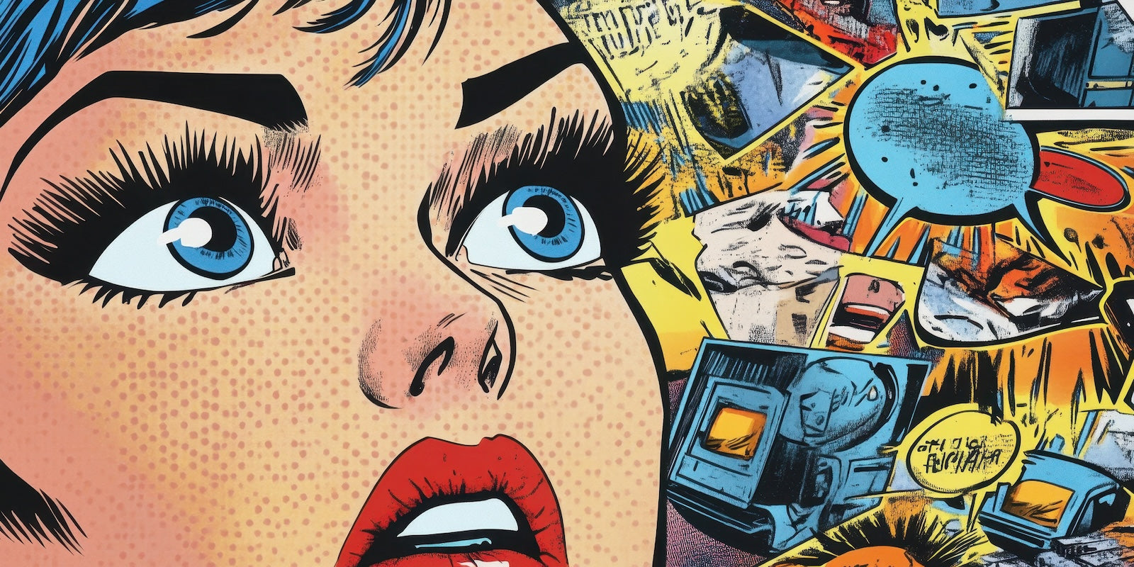 Papier Peint Pop Art - Visage Comic Coloré
