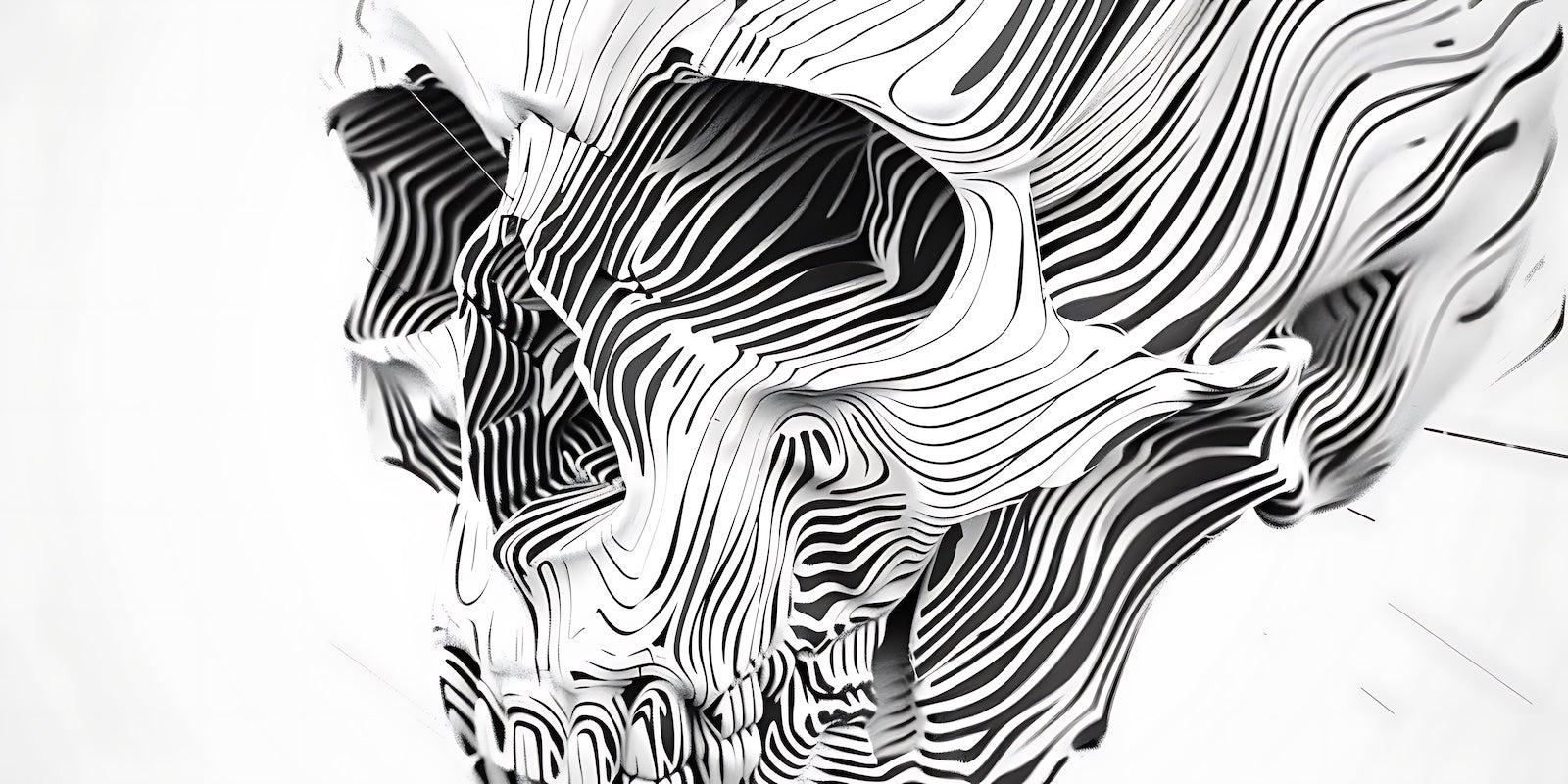 Papier Peint Noir et Blanc - Crâne Artistique