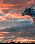 Papier Peint Fantastique - Dragon Bleu et Nuages