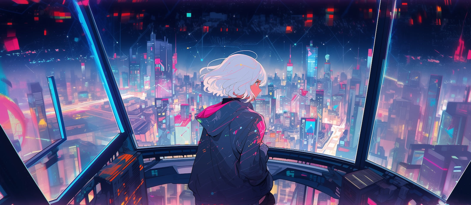 Papier Peint Anime - Vue sur la Ville Violette