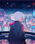 Papier Peint Anime - Vue sur la Ville Violette