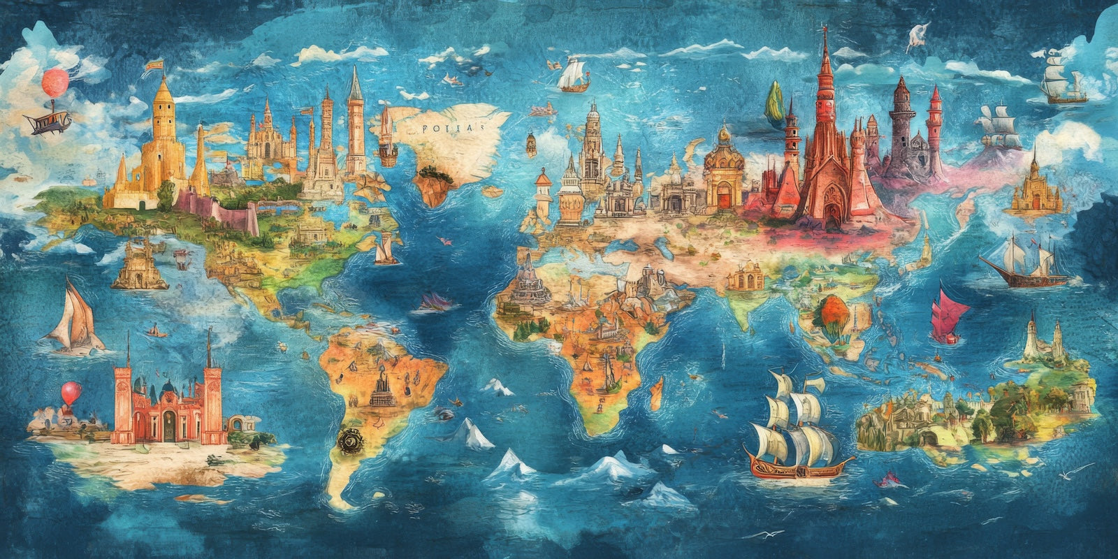 Papier Peint Carte du Monde - Colorée Vive