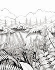 Papier Peint Noir et Blanc - Fougères Illustrées