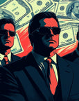 Papier Peint Pop Art - Mafia et Argent Turquoise
