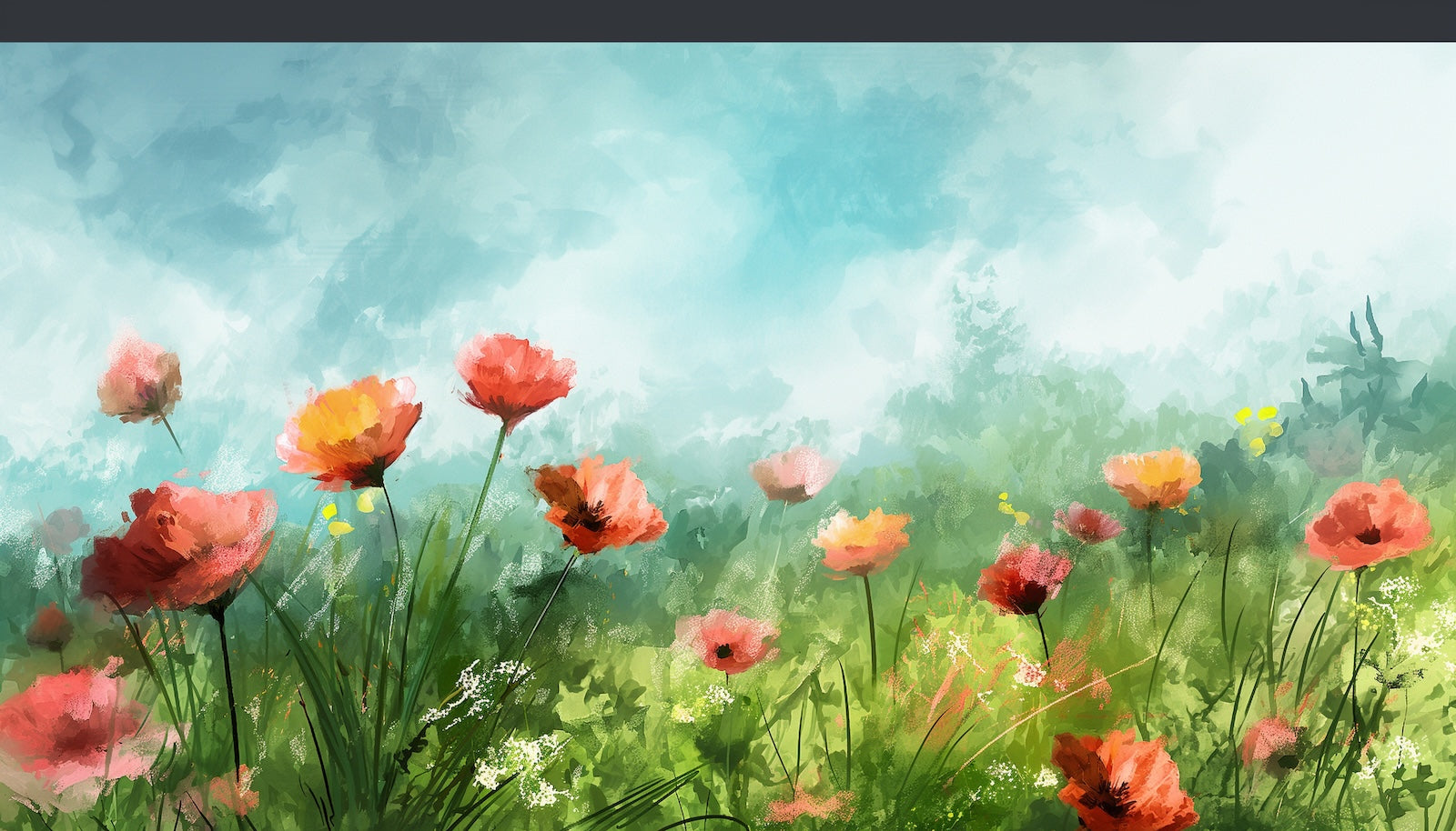 Papier Peint Floral - Coquelicots dans les Champs