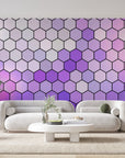 Papier Peint Géométrique - Hexagones Violet Dégradé