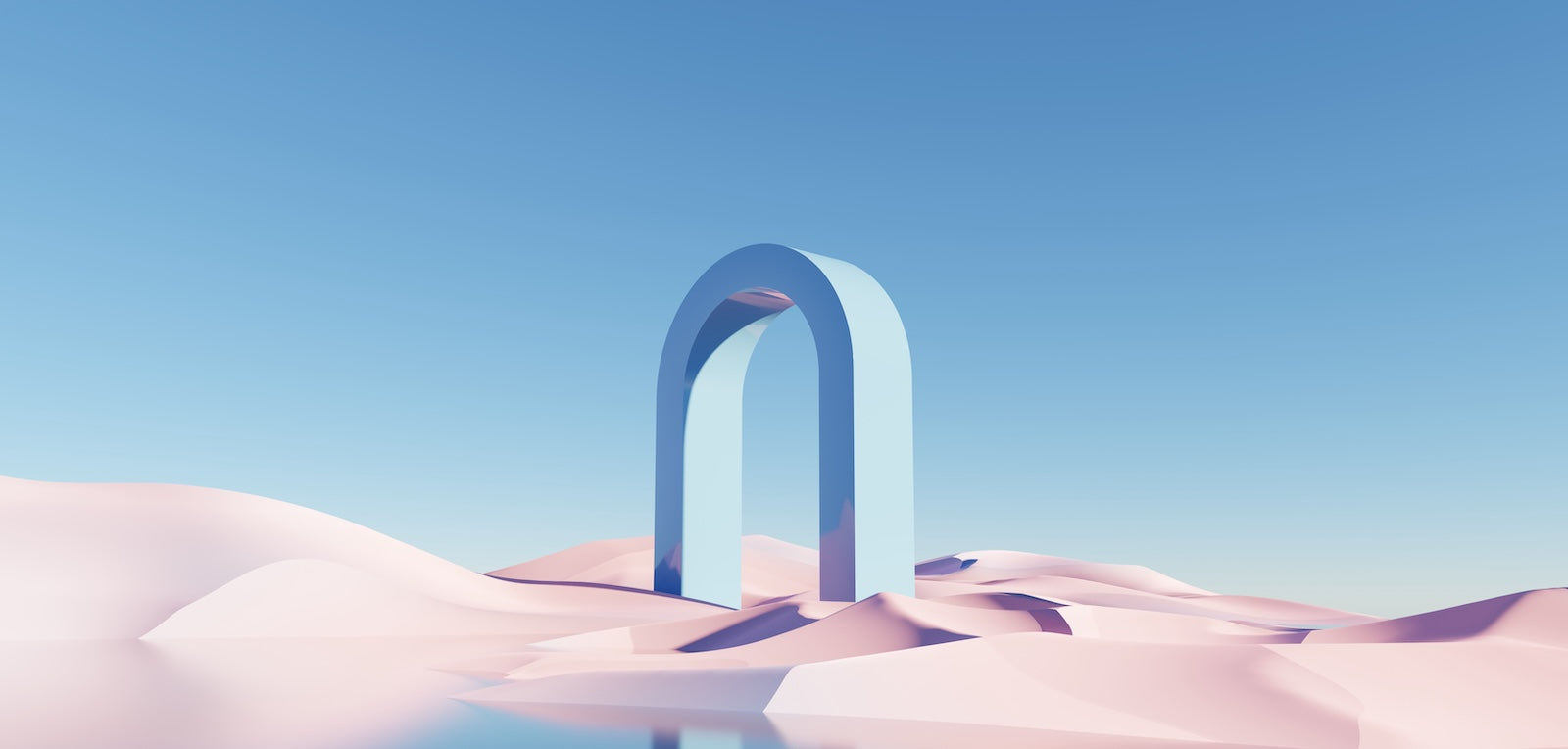 Papier Peint Abstrait - Arche 3D et Dunes Pastel