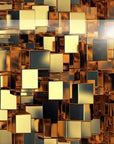 Papier Peint Abstrait - Cubes Dorés Texturés