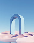 Papier Peint Abstrait - Arche 3D et Dunes Pastel