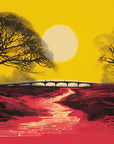 Papier Peint Illustration - Arbre et Soleil Jaune