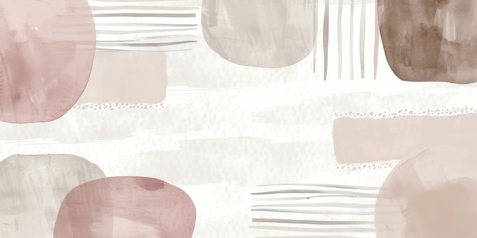 Papier Peint Abstrait - Formes Arrondies Rose et Beige
