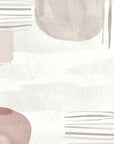 Papier Peint Abstrait - Formes Arrondies Rose et Beige
