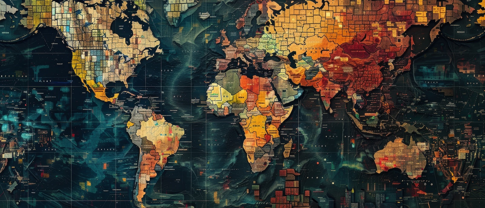Papier Peint Carte du Monde - Sombre Intense