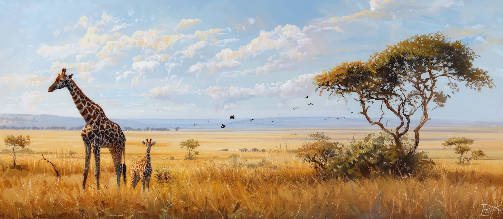 Papier Peint Animaux - Girafe dans la Savane