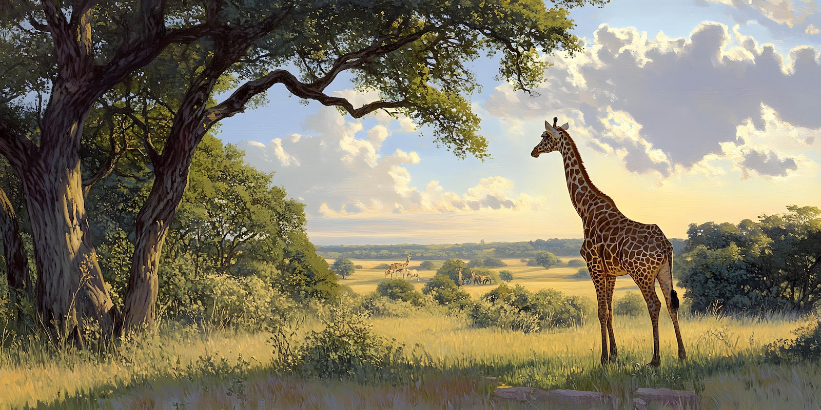 Papier Peint Animaux - Savane Colorée
