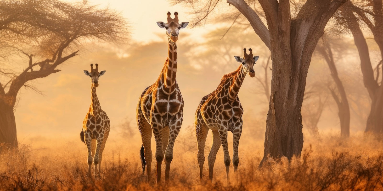 Papier Peint Animaux - Trio de Girafes