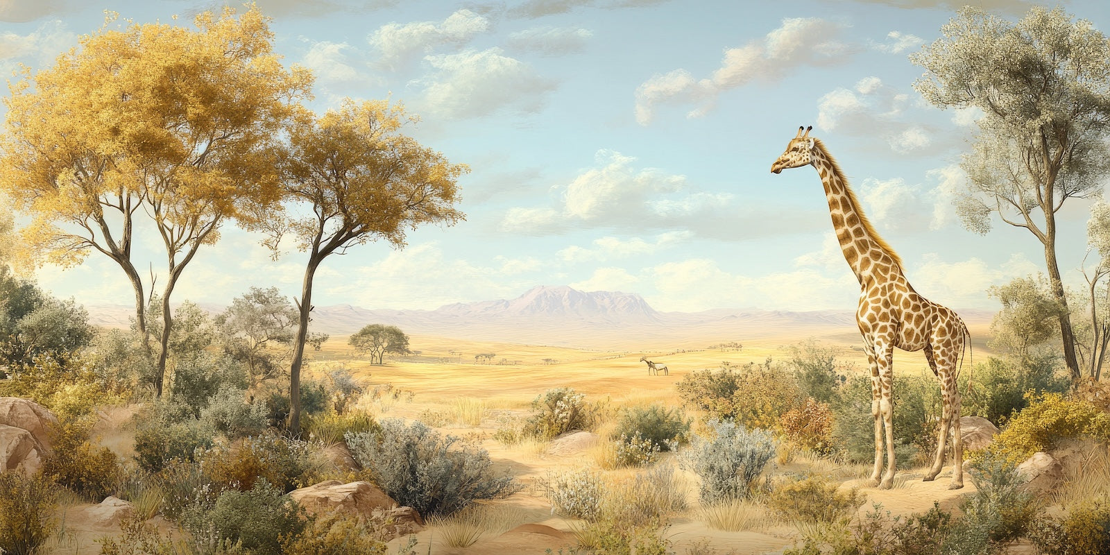 Papier Peint Paysage - Savane Dorée