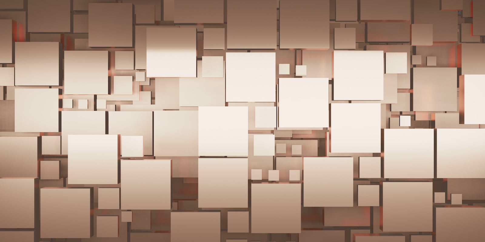Papier Peint Géométrique - Carrés 3D Beige