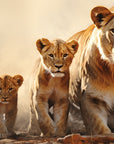 Papier Peint Animaux - Famille de Lions dans la Savane