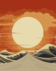 Papier Peint Japonais - Coucher et Vague