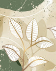 Papier Peint Floral - Feuilles Beige et Vert