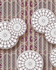 Papier Peint Baroque - Médaillons Fleuris Prune
