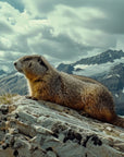 Papier Peint Animaux - Marmotte sur Rocher Montagneux