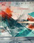 Papier Peint Abstrait - Éclaboussures Turquoise et Rouge