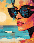 Papier Peint Pop Art - Portrait Femme à la Plage