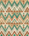Papier Peint Bohème - Chevrons Aztèques Vert et Terracotta