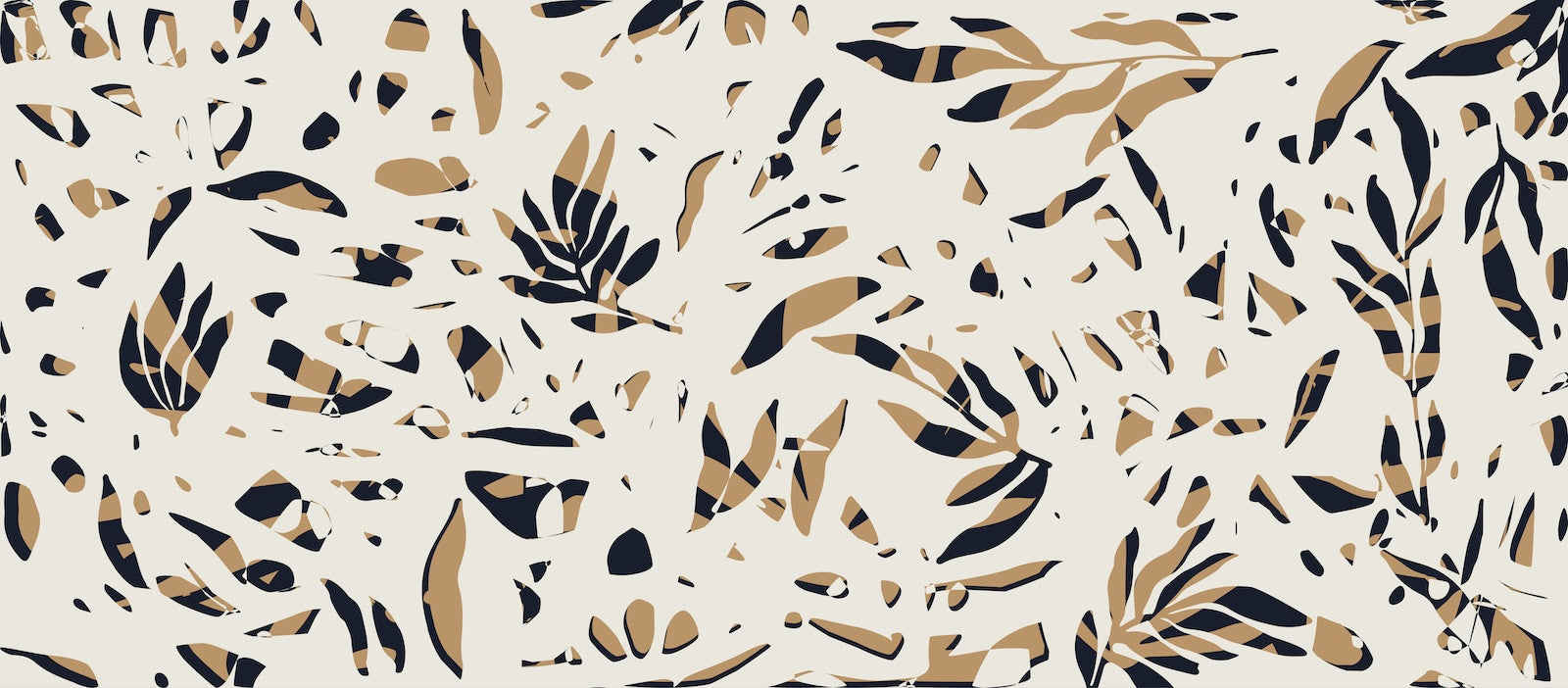 Papier Peint Feuillage - Éclats Abstraits Noir et Or