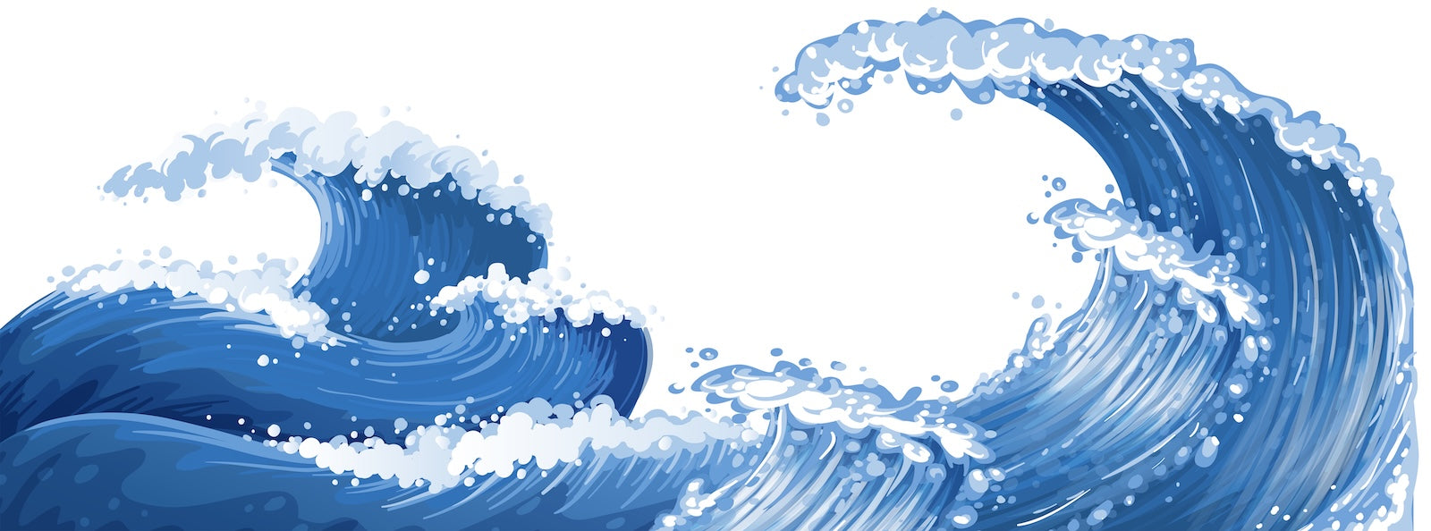 Papier Peint Japonais - Grande Vague Bleue
