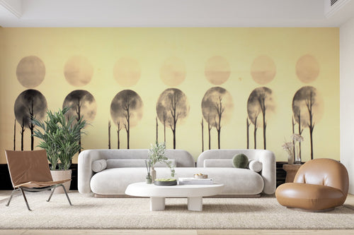 Papier Peint Tropical - Silhouettes de Palmiers Beige