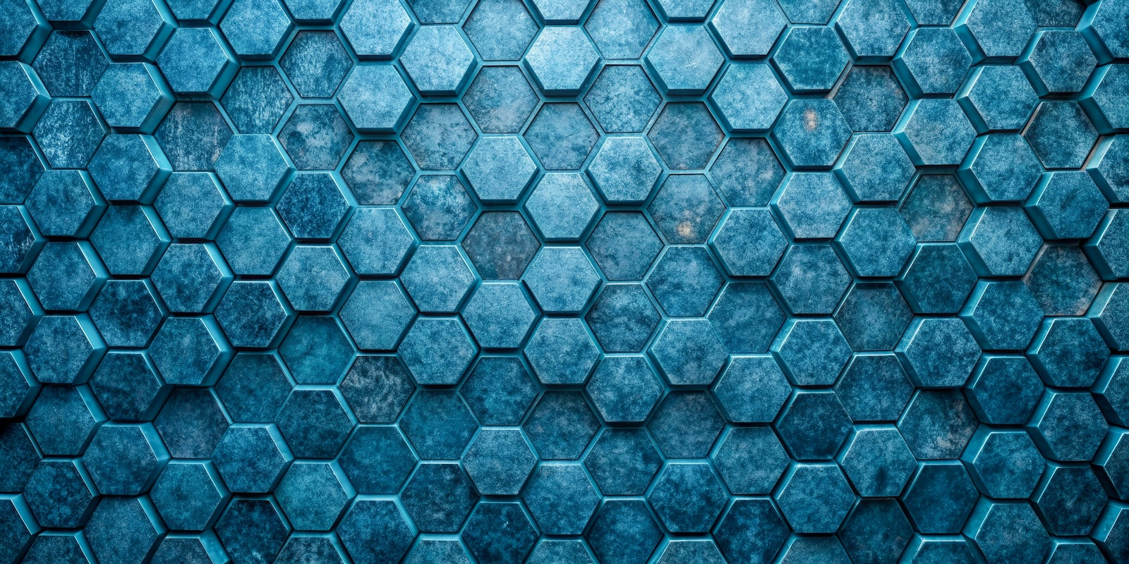 Papier Peint Géométrique - Hexagones Bleus