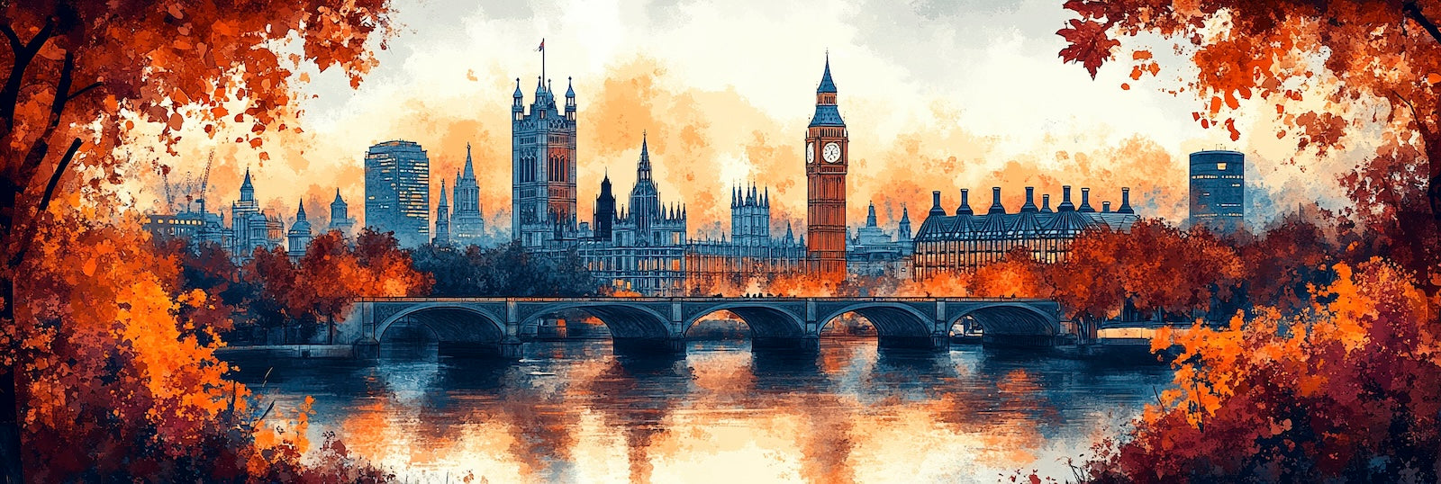 Papier Peint Illustration - Ville Coucher Coloré