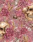 Papier Peint Motif - Crânes et Fleurs Roses