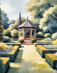 Papier Peint Illustration - Jardin Coloré et Pavillon