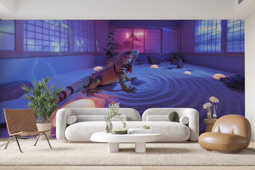 Papier Peint Illustration - Salle de Jeu Néon Violette