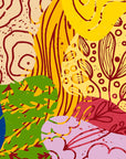 Papier Peint Abstrait - Doodle Floral Multicolore