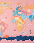 Papier Peint Carte du Monde - Rose Illustrée