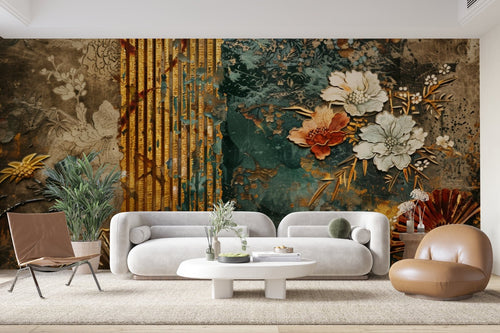 Floral Wallpaper - Gold Pattern and Flowers