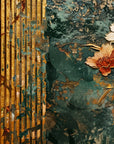 Papier Peint Floral - Motif Doré et Fleurs