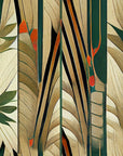 Papier Peint Bambou - Motif Vert et Rouge