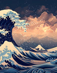 Papier Peint Japonais - Grande Vague Colorée