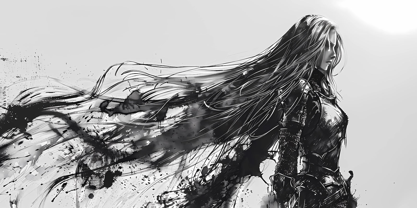 Papier Peint Noir et Blanc - Silhouette Fantastique