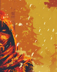 Papier Peint Illustration - Guerrier Rouge en Forêt