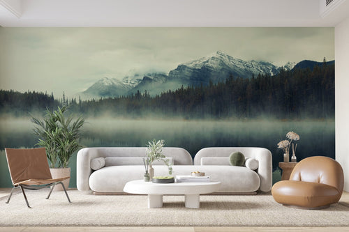 Papier Peint Paysage - Lac Brumeux Turquoise