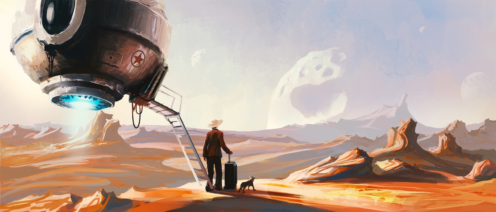 Papier Peint Science-Fiction - Astronaute Désert Rose
